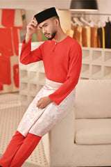 Baju Melayu Teluk Belanga Deluxe Smart Fit - Red Chilli