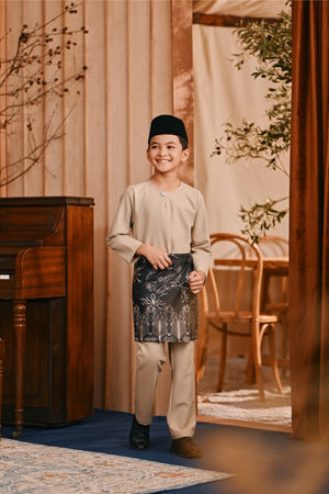 Baju Melayu Kids Teluk Belanga Smart Fit - Oxford Tan