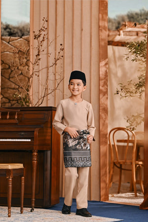 Baju Melayu Kids Teluk Belanga Smart Fit - Sand Brown