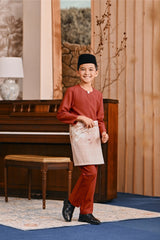 Baju Melayu Kids Teluk Belanga Smart Fit - Mandarin Red