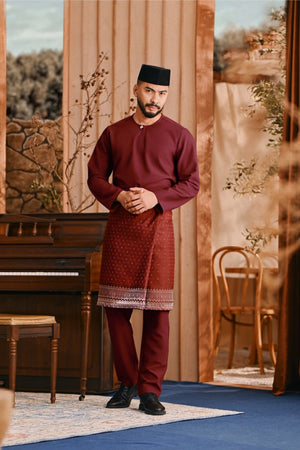 Baju Melayu Teluk Belanga Smart Fit - Maroon