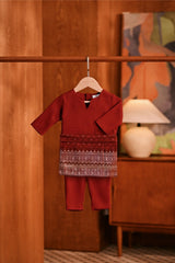 Baju Melayu Babies Teluk Belanga Deluxe Smart Fit - Rumba Red