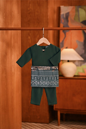 Baju Melayu Babies Teluk Belanga Deluxe Smart Fit - Emerald Green