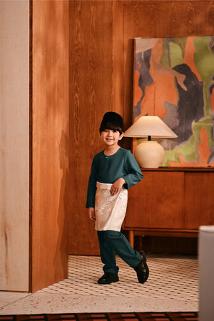 Baju Melayu Kids Teluk Belanga Modern Smart Fit - Peacock Green