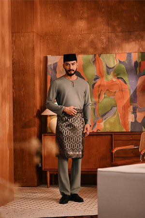 Baju Melayu Teluk Belanga Modern Smart Fit - Silver Sage