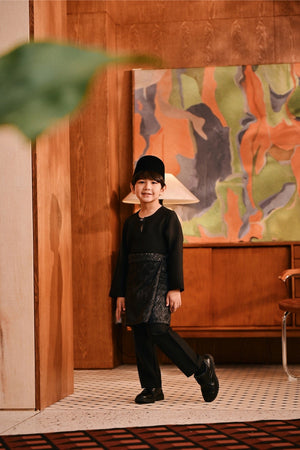 Baju Melayu Kids Teluk Belanga Modern Smart Fit - Black