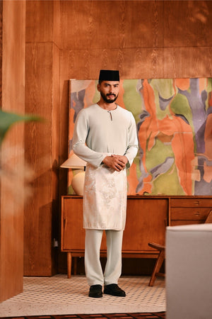 Baju Melayu Teluk Belanga Modern Smart Fit - Aqua Gray