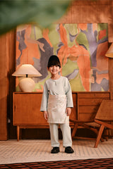 Baju Melayu Kids Teluk Belanga Modern Smart Fit - Aqua Gray