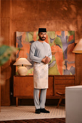 Baju Melayu Teluk Belanga Deluxe Smart Fit - Light Blue Grey