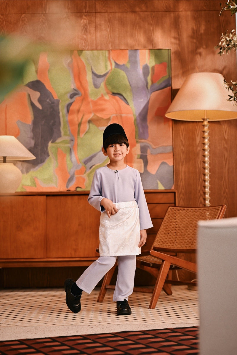 Baju Melayu Kids Teluk Belanga Deluxe Smart Fit - Light Lavender