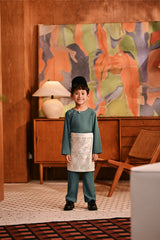 Baju Melayu Kids Teluk Belanga Deluxe Smart Fit - Green Jasper