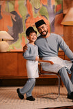 Baju Melayu Kids Teluk Belanga Deluxe Smart Fit - Ashley Blue