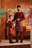 Baju Melayu Teluk Belanga Modern Smart Fit - Ashley Burgundy