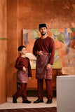 Baju Melayu Kids Teluk Belanga Modern Smart Fit - Ashley Burgundy