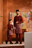 Baju Melayu Teluk Belanga Modern Smart Fit - Ashley Burgundy