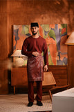 Baju Melayu Teluk Belanga Modern Smart Fit - Ashley Burgundy