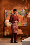 Baju Melayu Teluk Belanga Modern Smart Fit - Ashley Burgundy