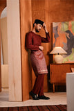 Baju Melayu Teluk Belanga Modern Smart Fit - Ashley Burgundy