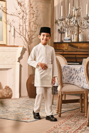 Baju Melayu Kids Luxury Bespoke Fit - Off White