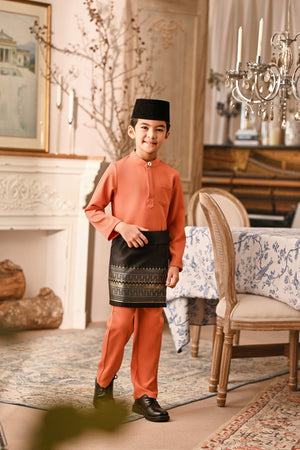 Baju Melayu Kids Luxury Bespoke Fit - Orange