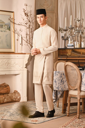 Baju Melayu Luxury Bespoke Fit - Light Cream