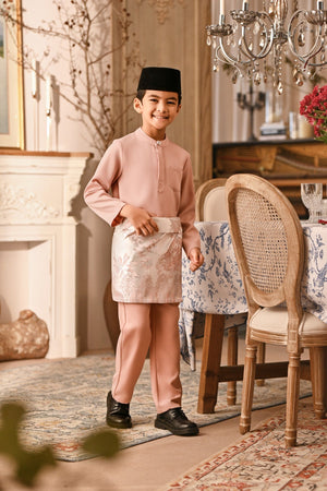 Baju Melayu Kids Luxury Bespoke Fit - Coral Cloud