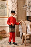 Baju Melayu Kids Majestic Bespoke Fit - Red Chilli