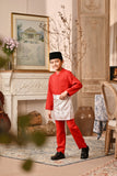 Baju Melayu Kids Luxury Bespoke Fit - Red Chilli