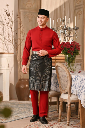 Baju Melayu Majestic Bespoke Fit - Rumba Red