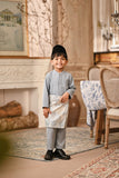 Baju Melayu Kids Majestic Bespoke Fit - Light Blue Grey