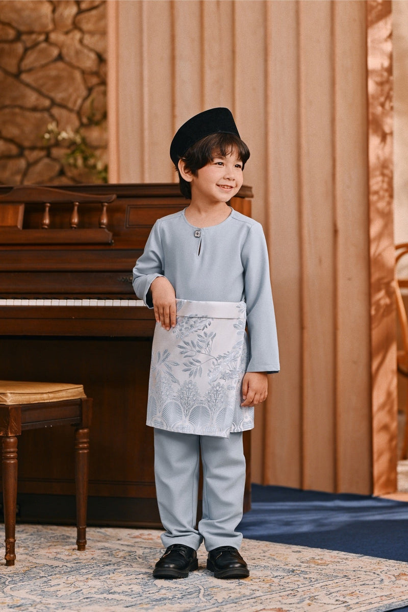 Baju Melayu Kids Teluk Belanga Smart Fit - Fog Blue