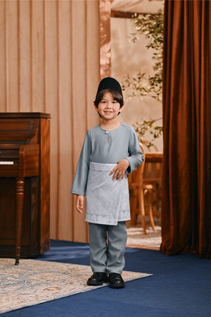 Baju Melayu Kids Teluk Belanga Smart Fit - Dusty Blue