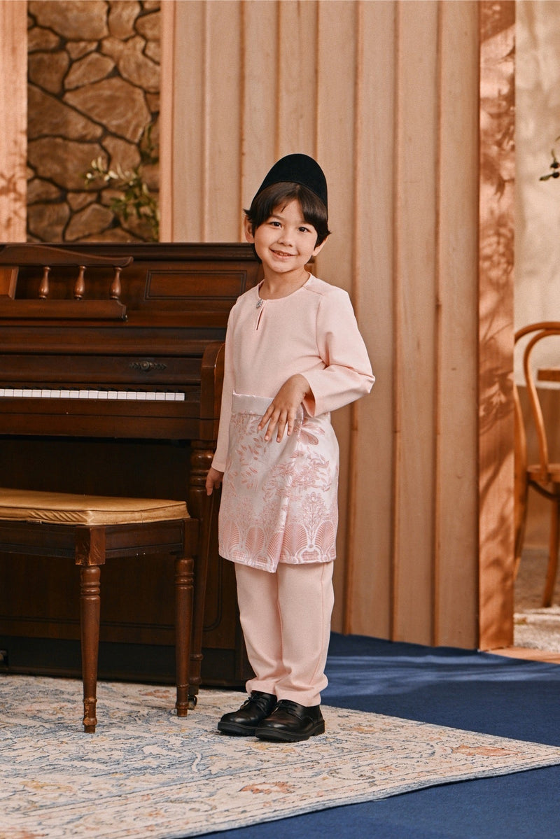 Baju Melayu Kids Teluk Belanga Smart Fit - Pearl Pink