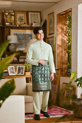 Pahlawan Bespoke Fit Baju Melayu Cekak Musang - Fog Green