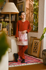 Pahlawan Smart Fit Kids Baju Melayu Teluk Belanga - Mandarin Red