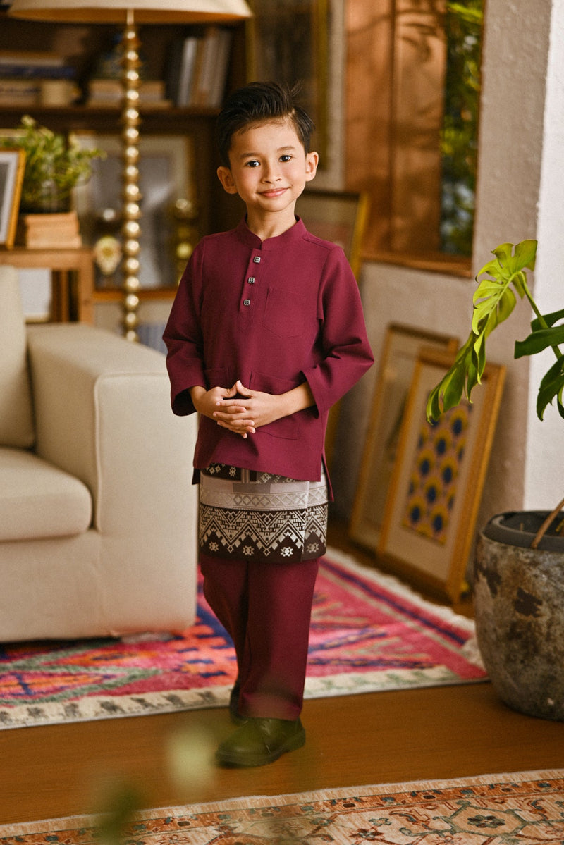 Pahlawan Bespoke Fit Kids Baju Melayu Cekak Musang - Purple Potion