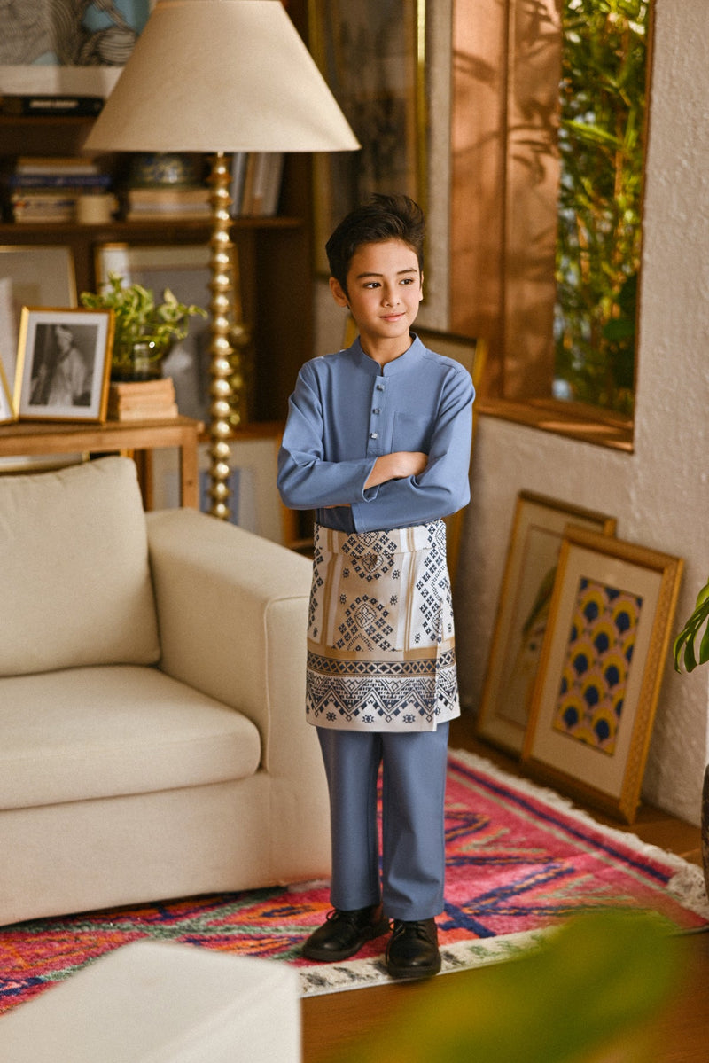 Pahlawan Bespoke Fit Kids Baju Melayu Cekak Musang - Infinity Blue