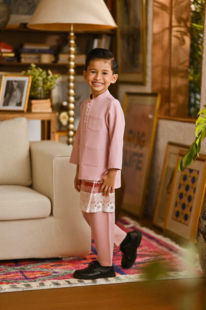 Pahlawan Bespoke Fit Kids Baju Melayu Cekak Musang - Blush Rose