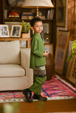 Pahlawan Bespoke Fit Kids Baju Melayu Cekak Musang - Grass Green