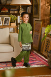 Pahlawan Bespoke Fit Kids Baju Melayu Cekak Musang - Grass Green