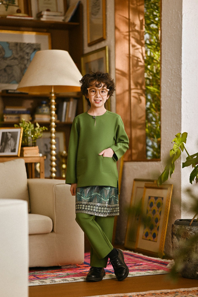 Pahlawan Smart Fit Kids Baju Melayu Teluk Belanga - Grass Green
