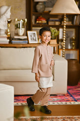 Pahlawan Bespoke Fit Kids Baju Melayu Cekak Musang - Mahogany Rose