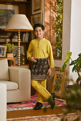 Pahlawan Bespoke Fit Kids Baju Melayu Cekak Musang - Misted Yellow