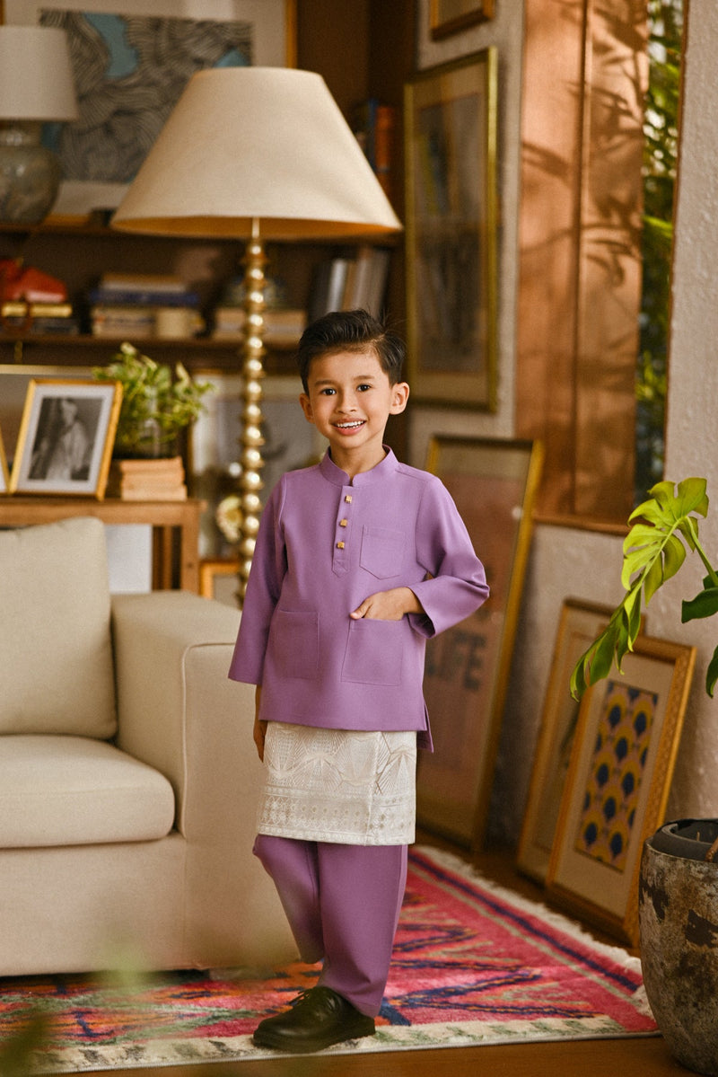 Pahlawan Bespoke Fit Kids Baju Melayu Cekak Musang - Regal Orchid