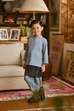 Pahlawan Bespoke Fit Kids Baju Melayu Cekak Musang - Lead Blue