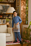 Pahlawan Bespoke Fit Kids Baju Melayu Cekak Musang - Coronet Blue