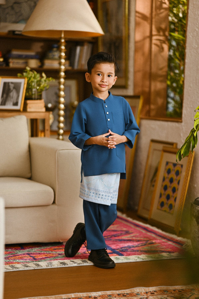 Pahlawan Bespoke Fit Kids Baju Melayu Cekak Musang - Teal