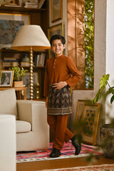 Pahlawan Bespoke Fit Kids Baju Melayu Cekak Musang - Tortoise Shell