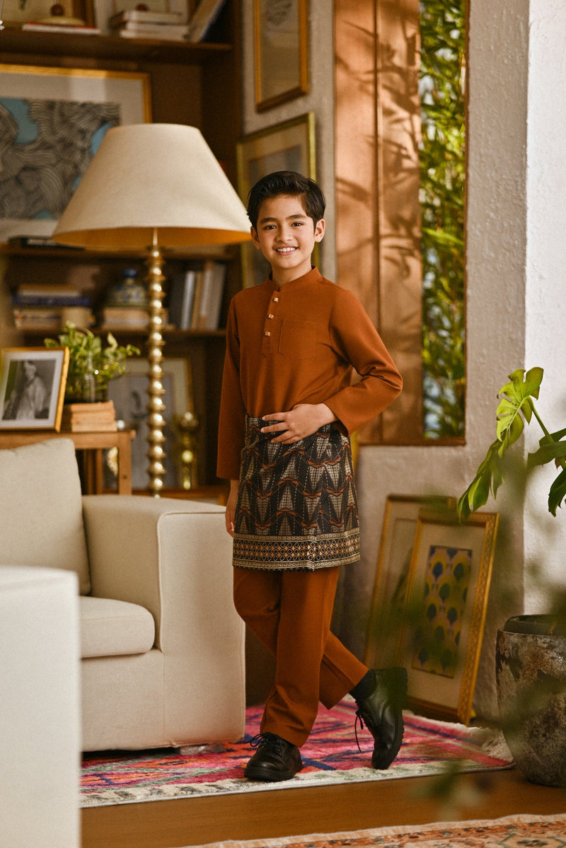 Pahlawan Bespoke Fit Kids Baju Melayu Cekak Musang - Tortoise Shell