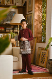 Pahlawan Bespoke Fit Kids Baju Melayu Cekak Musang - Dark Burgundy